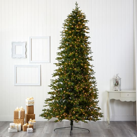 10ft. PreLit Belgium Fir Artificial Christmas Tree, Clear LED Lights